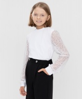 Блузка трикотажная белая Button Blue, школьная форма для девочек  фото, kupilegko.ru